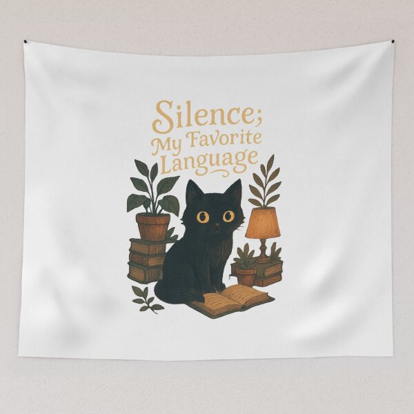 Item preview, Silence My Favorite Language Black Cat Artwork designed and sold by LaserKey.