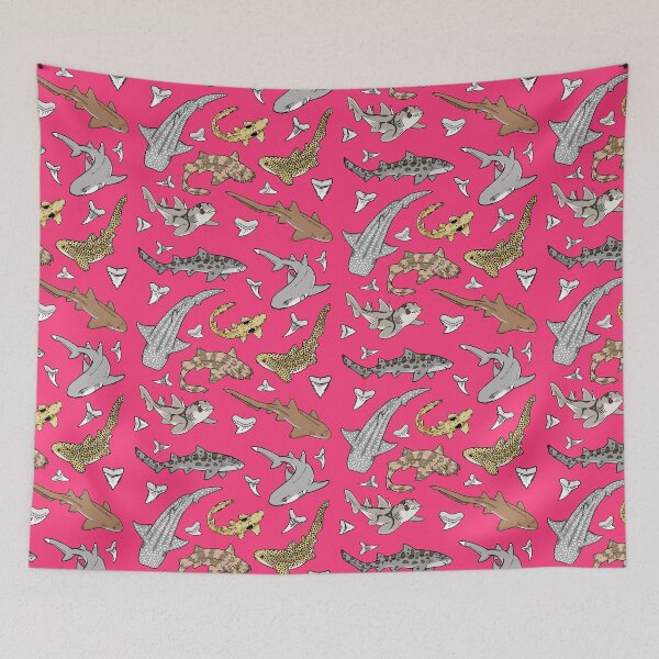 Item preview, Shark Pattern (pink background) designed and sold by sharkbait83.