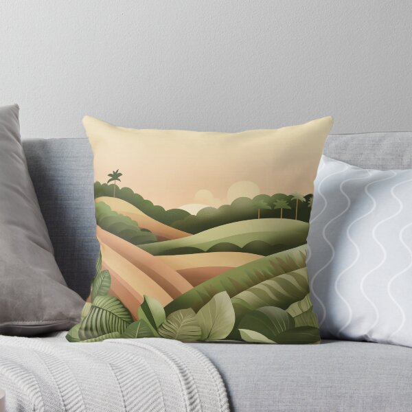 Item preview, Tropical Landscape Illustration with Rolling Hills and Sunset designed and sold by PaintbrushPlace.