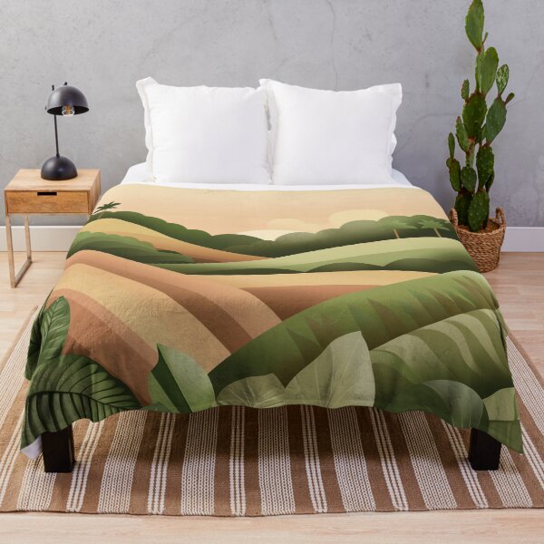 Item preview, Tropical Landscape Illustration with Rolling Hills and Sunset designed and sold by PaintbrushPlace.