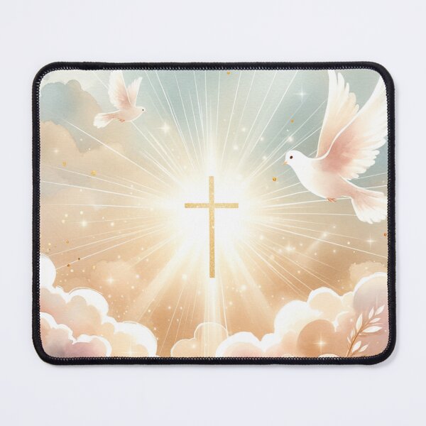 Item preview, Watercolor Painting – Doves and Cross in the Sky with Sun Beams designed and sold by DrewRomeoCo.