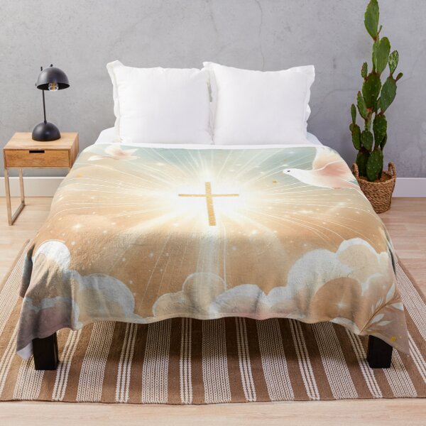 Item preview, Watercolor Painting – Doves and Cross in the Sky with Sun Beams designed and sold by DrewRomeoCo.