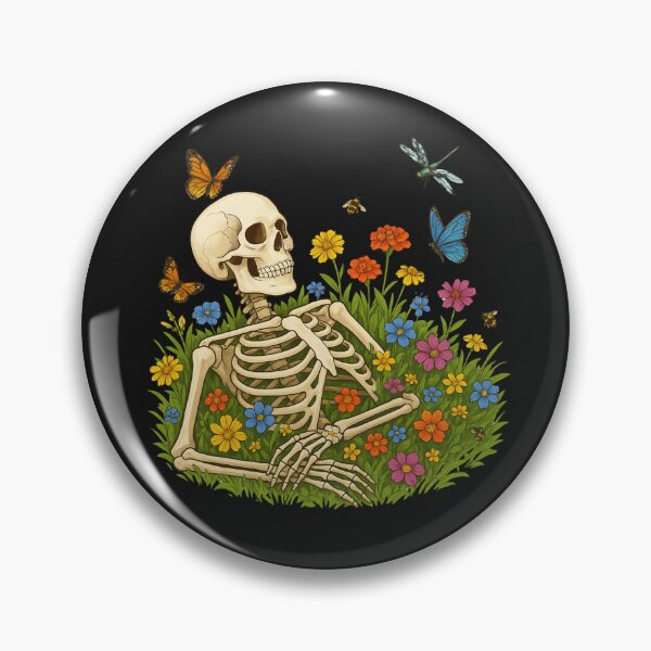 Item preview, Pollinator’s Paradise – Peaceful Skeleton in Blooming Field designed and sold by ColorSplash123.