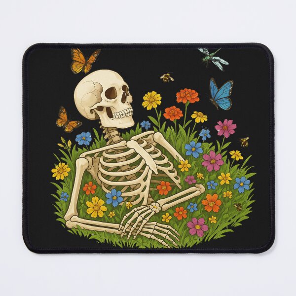 Item preview, Pollinator’s Paradise – Peaceful Skeleton in Blooming Field designed and sold by ColorSplash123.