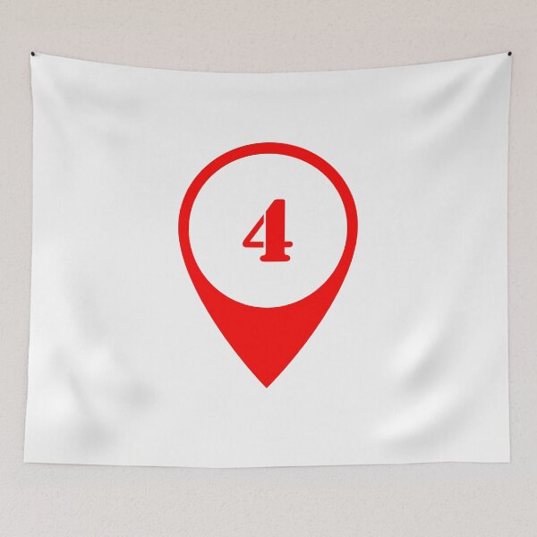 Item preview, Number 4 (four) Map Marker – Red Stencil Style Design designed and sold by Ching Teoh.