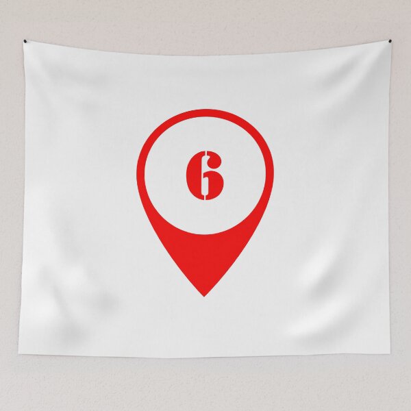 Item preview, Number 6 (six) Map Marker – Red Stencil Style Design designed and sold by Ching Teoh.