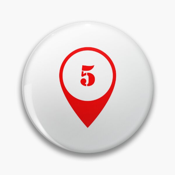 Item preview, Number 5 (five) Map Marker – Red Stencil Style Design designed and sold by Ching Teoh.