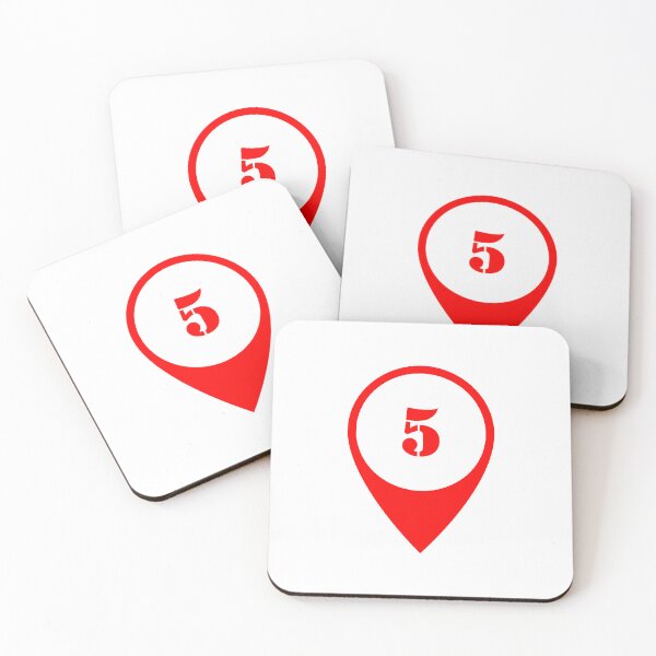 Item preview, Number 5 (five) Map Marker – Red Stencil Style Design designed and sold by Ching Teoh.