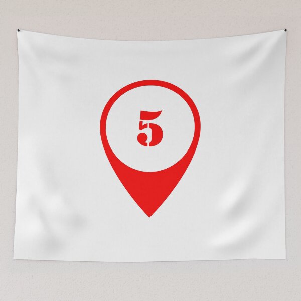 Item preview, Number 5 (five) Map Marker – Red Stencil Style Design designed and sold by Ching Teoh.