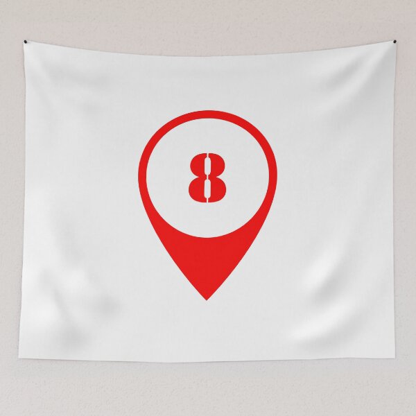Item preview, Number 8 (eight) Map Marker – Red Stencil Style Design designed and sold by Ching Teoh.