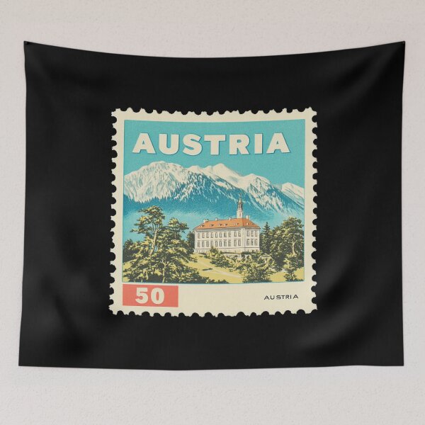 Item preview, Austria Mountain Castle Vintage Stamp designed and sold by tiigerdad.