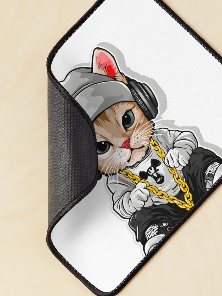 Thumbnail 2 of 5, Mouse Pad, Kawaii Rapper Cat designed and sold by Ragil-Studio.