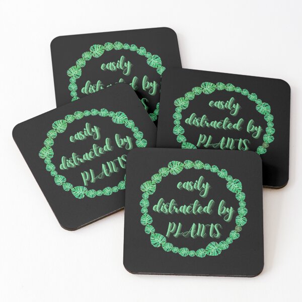 Item preview, easily distracted by plants monstera leaf art black bg designed and sold by RedOrBlueIts4U.