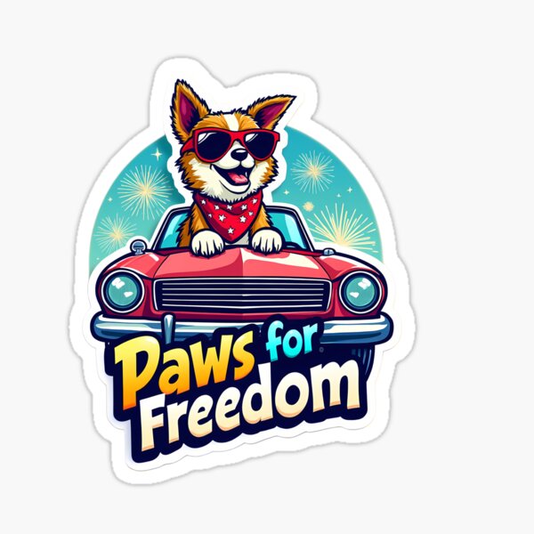 Item preview, Paws for Freedom: Fun Dog Sticker Celebrating Adventure and Liberty designed and sold by FestivityFinds.