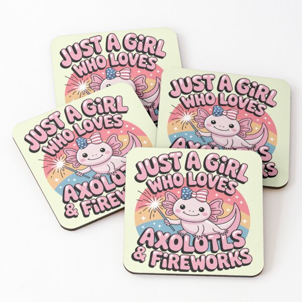 Item preview, Just a Girl Who Loves Axolotls and Fireworks Cute Patriotic Animal Design designed and sold by Nzgiftsandmore.