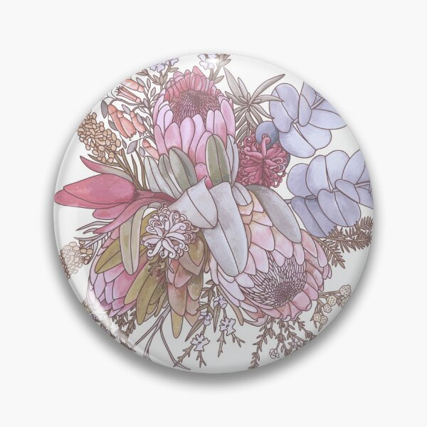 Item preview, Australian Bush Flowers Feminine Bouquet – Wattle, Protea & Gumnuts by Jo Story designed and sold by Sketchbook Designs.