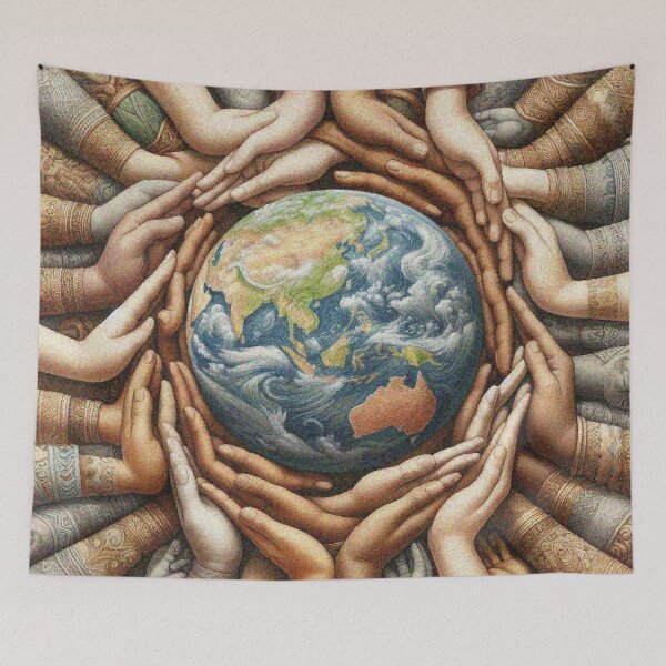 Item preview, Hands Holding Earth – Unity in Diversity, World Peace and Environmental Art designed and sold by Illuministique.