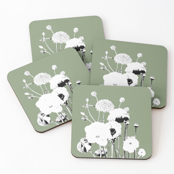 Item preview, Botanical Sketch – Minimalist Black and White Floral on Green Background designed and sold by EsvitaDesign.