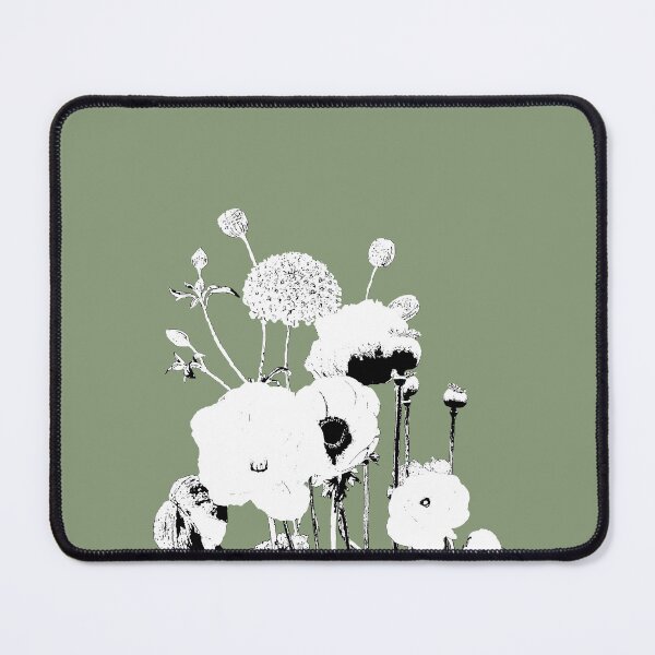 Item preview, Botanical Sketch – Minimalist Black and White Floral on Green Background designed and sold by EsvitaDesign.