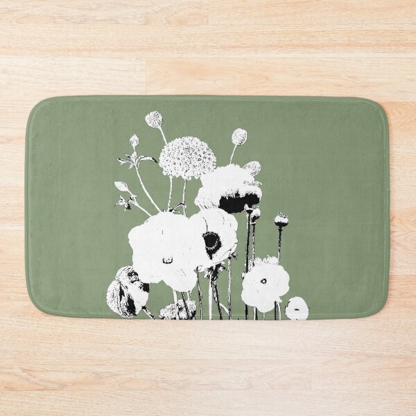 Item preview, Botanical Sketch – Minimalist Black and White Floral on Green Background designed and sold by EsvitaDesign.