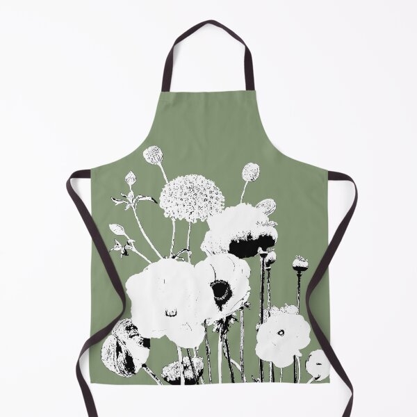 Item preview, Botanical Sketch – Minimalist Black and White Floral on Green Background designed and sold by EsvitaDesign.