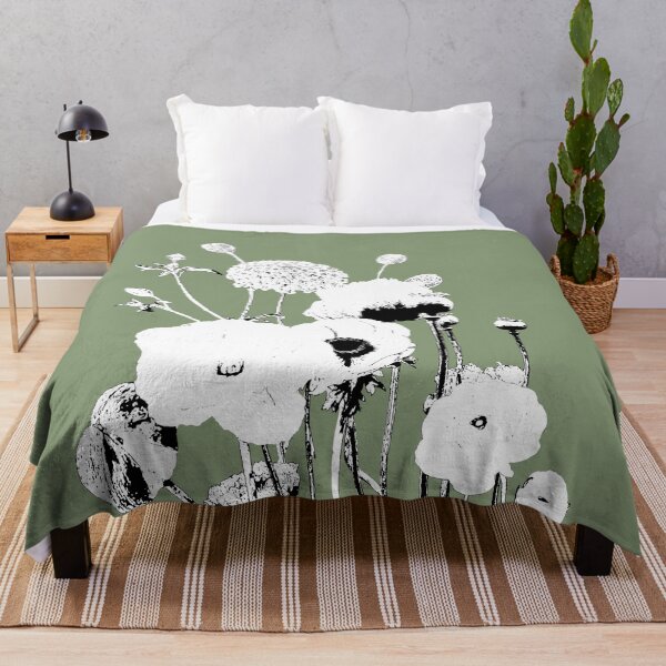 Item preview, Botanical Sketch – Minimalist Black and White Floral on Green Background designed and sold by EsvitaDesign.