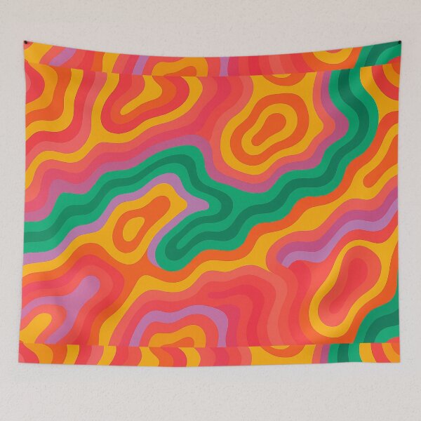 Item preview, Psychedelic Groovy Wave Print for Happy Vibes designed and sold by weirdfishes123.