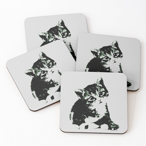 Item preview, cat ilustration two-color graphic art designed and sold by azkiya'S.