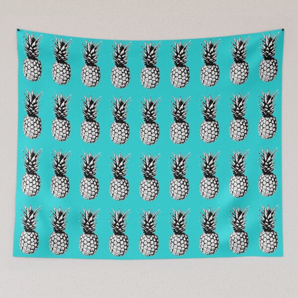 Item preview, Pop Art Pineapple in Black & White on Bright Aqua designed and sold by EsvitaDesign.
