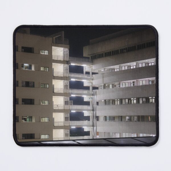 Item preview, Stairwell Geometry – Brutalist Building at Night designed and sold by Xynith.