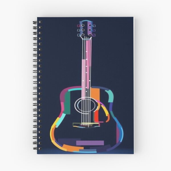 Item preview, acoustic colourful handmade guitar drawing designed and sold by NivyasArtistry.