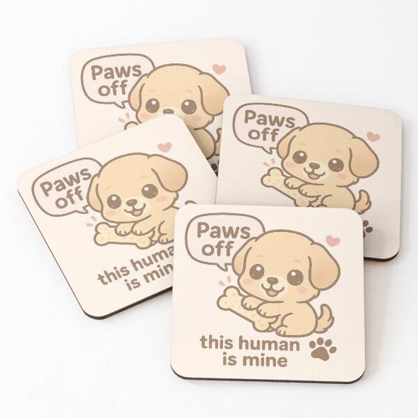 Item preview, Cute Kawaii Puppy Saying "Paws Off" Holding Bone – Adorable Dog Lover Design designed and sold by Inspired by CarMa.