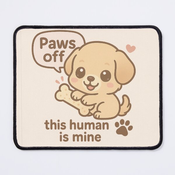 Item preview, Cute Kawaii Puppy Saying "Paws Off" Holding Bone – Adorable Dog Lover Design designed and sold by Inspired by CarMa.