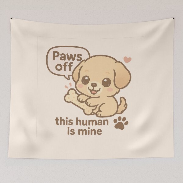 Item preview, Cute Kawaii Puppy Saying "Paws Off" Holding Bone – Adorable Dog Lover Design designed and sold by Inspired by CarMa.