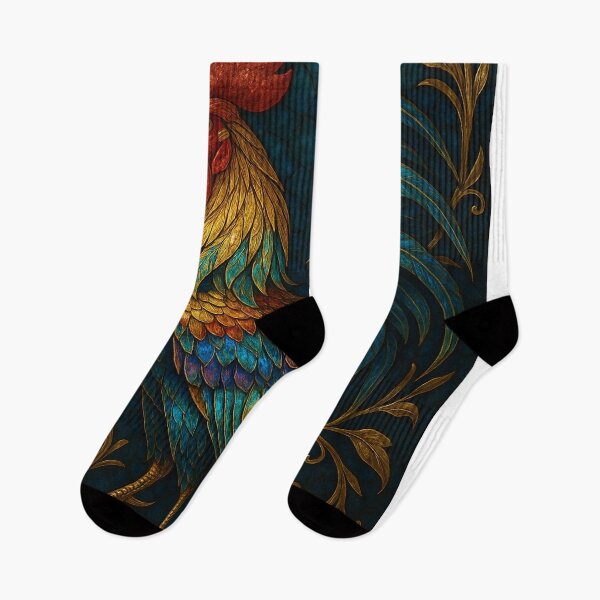 Item preview, Luxury Stained Glass Bantam Rooster Art | Iridescent Gold and Teal Bird Wall Decor designed and sold by HAFIZ-DP.