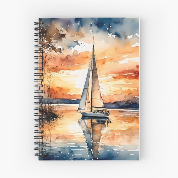 Item preview, Sailboat Sunset - Peaceful Summer Lake in Watercolor designed and sold by ArtStyleAlice.