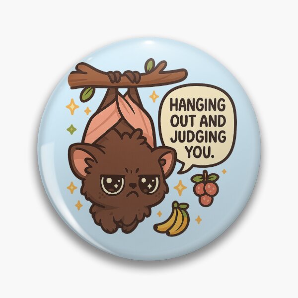 Item preview, Grumpy Kawaii Fruit Bat Hanging Out and Judging You – Cute Animal Cartoon Art designed and sold by Inspired by CarMa.