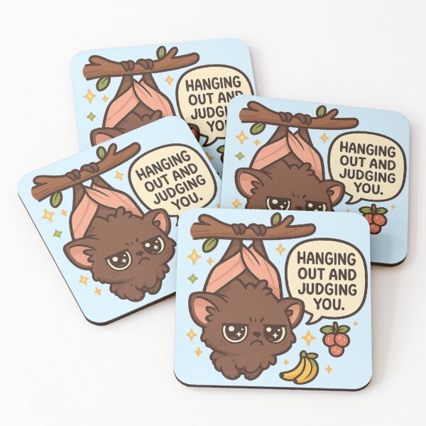 Item preview, Grumpy Kawaii Fruit Bat Hanging Out and Judging You – Cute Animal Cartoon Art designed and sold by Inspired by CarMa.