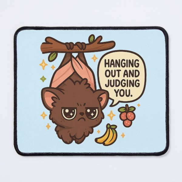Item preview, Grumpy Kawaii Fruit Bat Hanging Out and Judging You – Cute Animal Cartoon Art designed and sold by Inspired by CarMa.