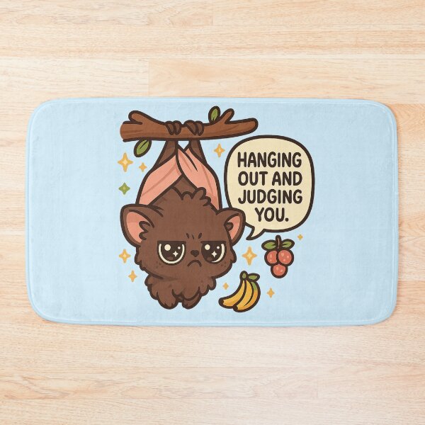 Item preview, Grumpy Kawaii Fruit Bat Hanging Out and Judging You – Cute Animal Cartoon Art designed and sold by Inspired by CarMa.