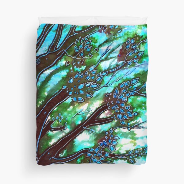 Trees, Blowing the Blues Away Duvet Cover