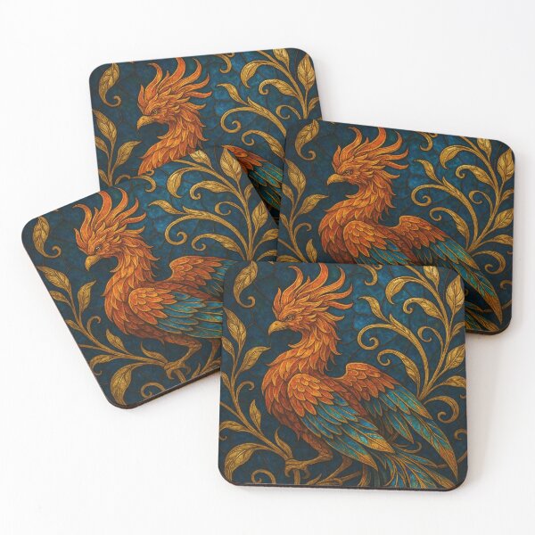 Item preview, Luxury Stained Glass Phoenix Art | Iridescent Fiery Bird Wall Decor designed and sold by HAFIZ-DP.