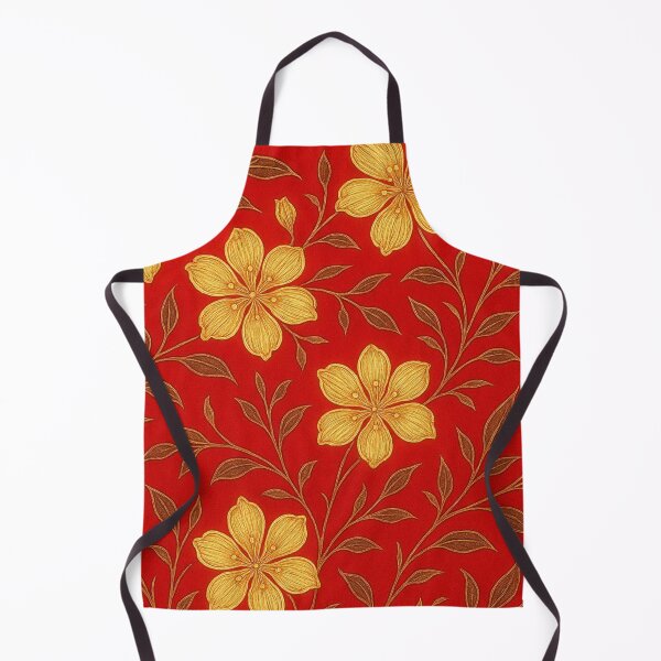 Item preview, Golden flowers on red designed and sold by Sigtrix.