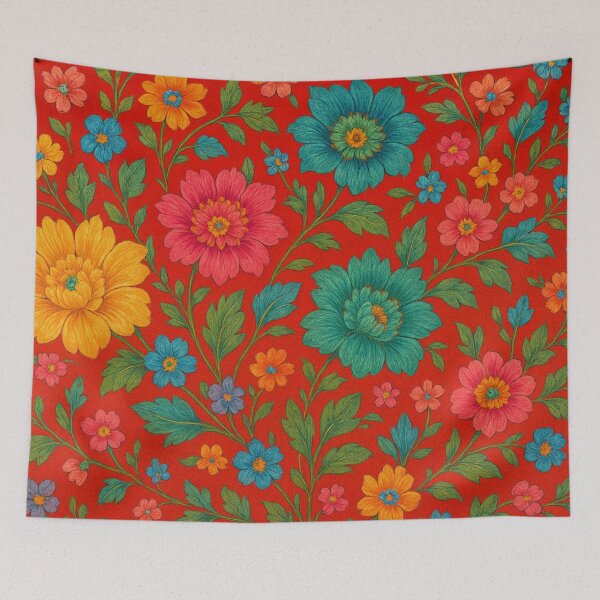 Item preview, Radiant floral splendor on red designed and sold by Sigtrix.
