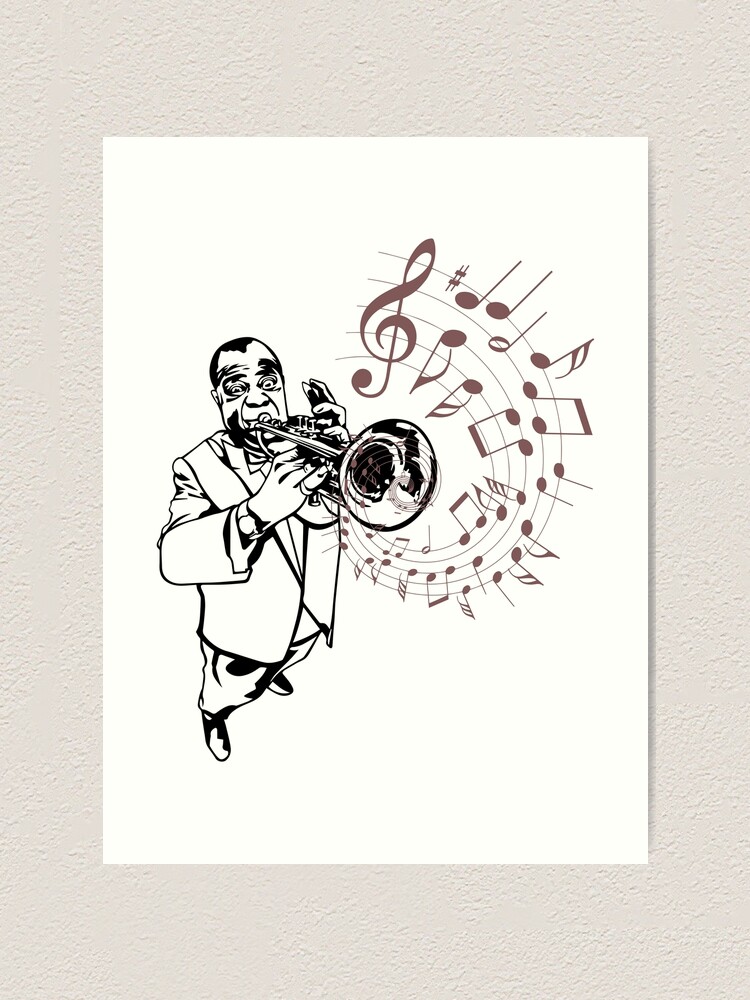 Louis Armstrong Playing Trumpet With Musical Notes Jazz Masters Art Print By Clothorama Redbubble Armstrong park in new orleans. redbubble