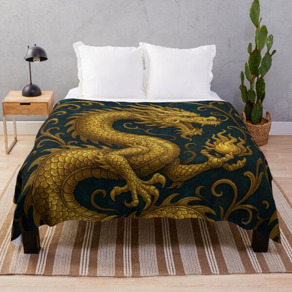 Item preview, Luxury Stained Glass Chinese Dragon Art | Golden Imperial Dragon Wall Decor designed and sold by HAFIZ-DP.