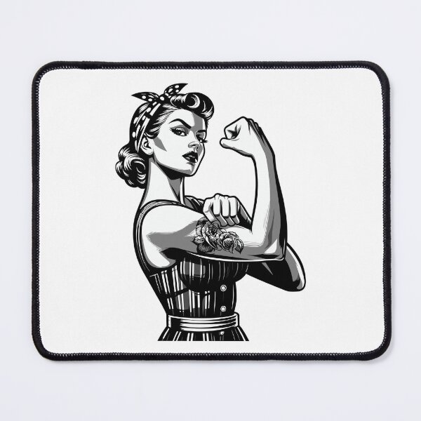 Item preview, Strong cool woman rockabilly style black and white gift designed and sold by Pineapple-Tree.