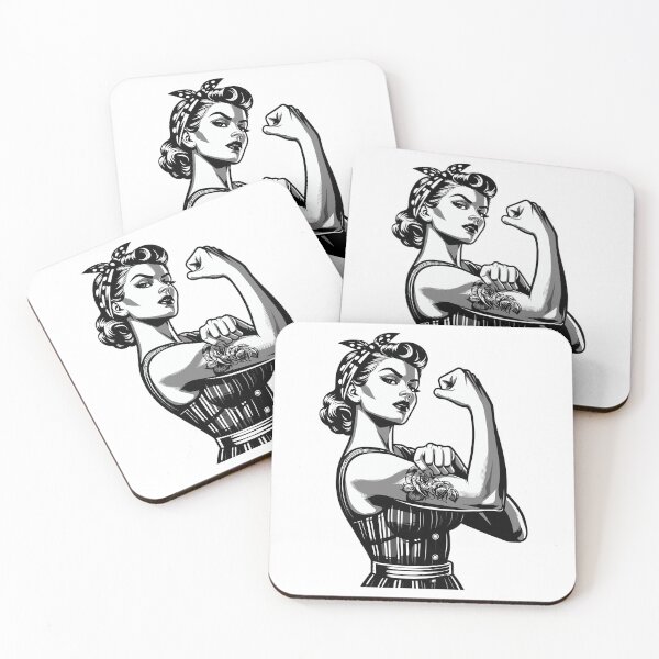 Item preview, Strong cool woman rockabilly style black and white gift designed and sold by Pineapple-Tree.