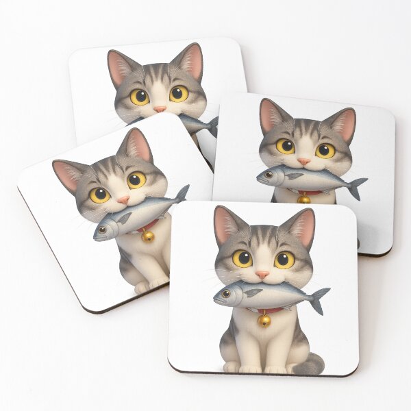 Item preview, Cute cat is eating fish. designed and sold by PS1982 Art Design.