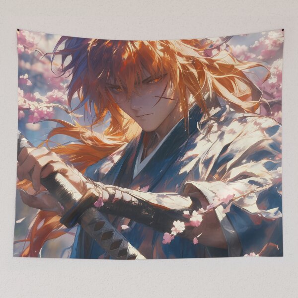 Item preview, Himura Kenshin Rurouni Kenshin Anime Cherry Blossom Sword Flow Hair designed and sold by mildaclairmo.
